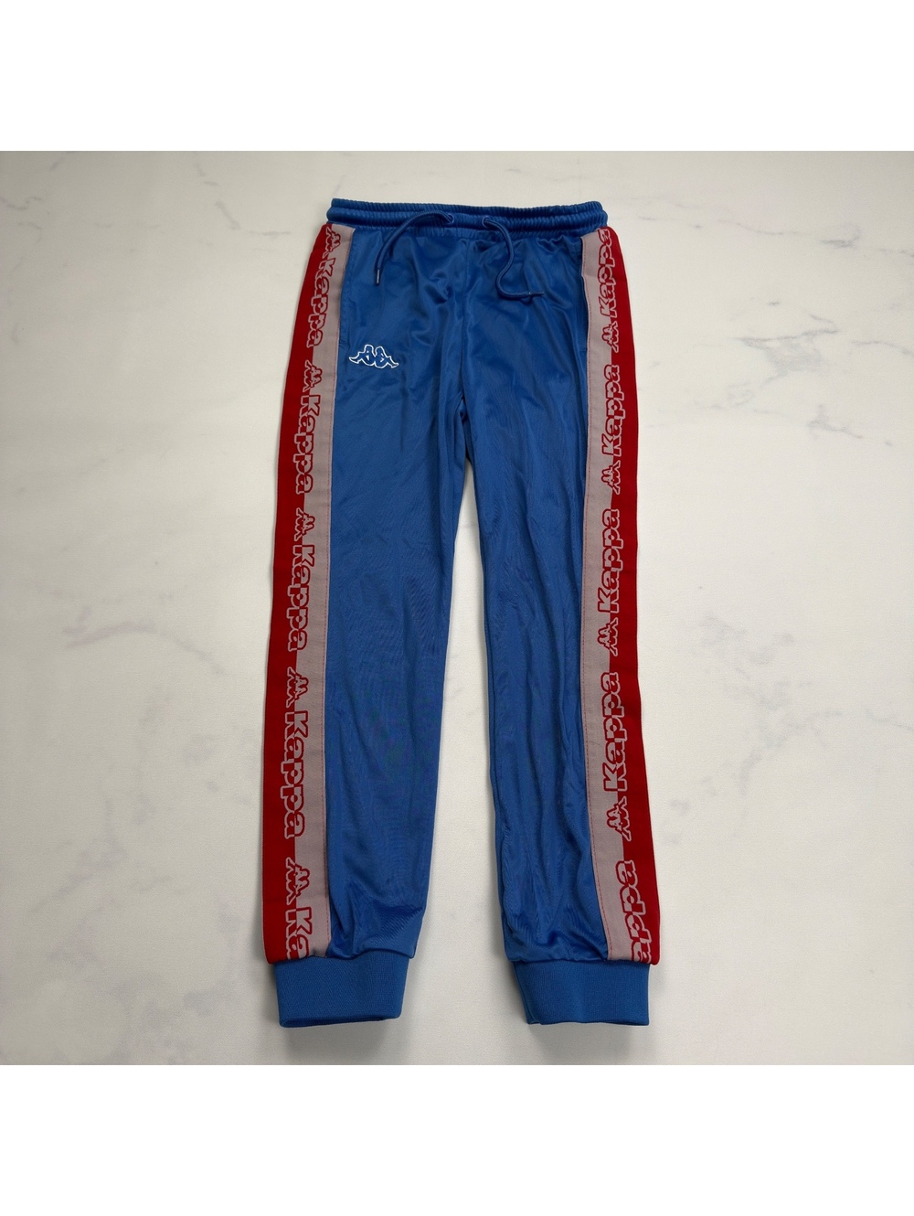 Kappa Track Pants Blue Red Logo Tape - Boys 10 Years